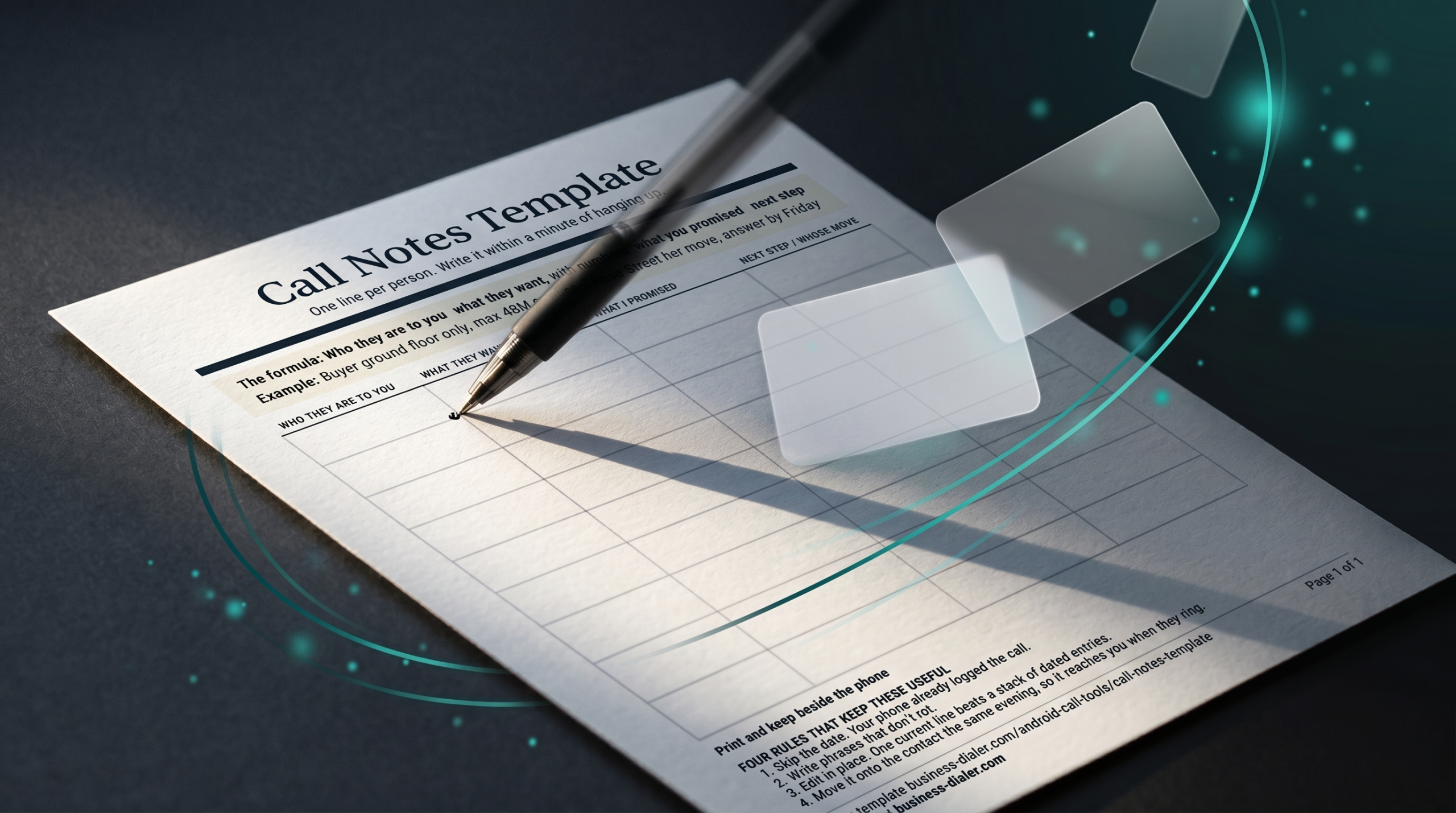 You are currently viewing Call Notes Template: Four Slots That Fit on One Line